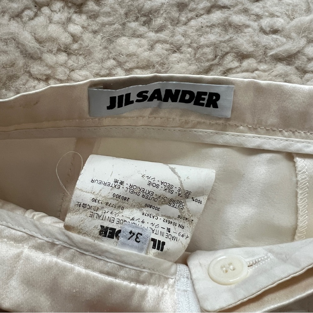 JIL SANDER White Silk Cropped Pants Trousers Size 34